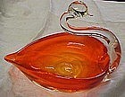 New Martinsville amberina swan dish