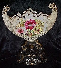 Antique Dresden vase with hand painted roses