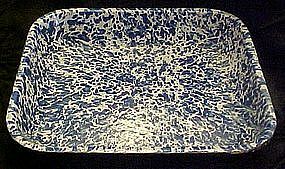 Blue white swirl graniteware enamel square pan