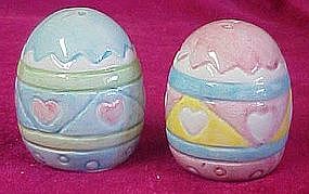 Colorful ceramic Easter egg salt and pepper set
