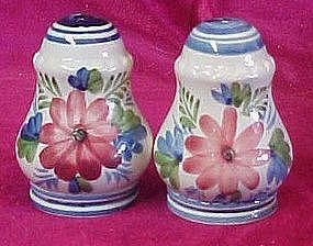 Hand painted flowers salt and pepper shakers Italy