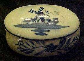 Delft blue trinket box with Holland windmills