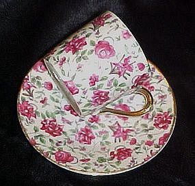 Vintage rose chintz demitasse cup and saucer