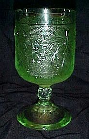 Indiana, tiara chantilly green goblet, sandwich glass