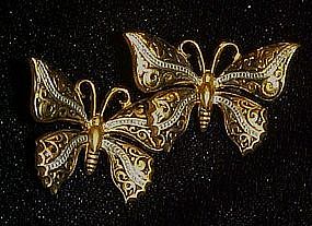 Double butterfly pin, very ornate
