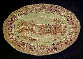 J.G. Meakin red transferware, Romantic England platter