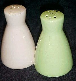 Eames style green and cream salt and Pepper shakers