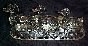 Three swimming ducks, K.R. Haley Glassware Co. glass