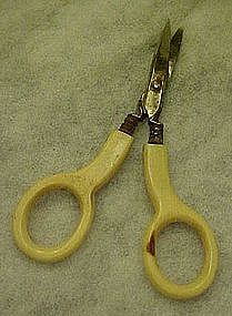 Antique celluloid handle sewing scissors