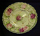 Hand painted Nippon rose plate with gold beading