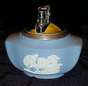 Wedgewood  Blue Jasperware table lighter, chariot