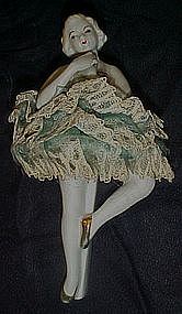 Large Dresden style porcelain Ballerina for music box