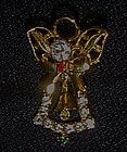 Rhinestone angel pin with bell