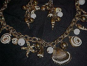 Great seashore Charm necklace and matching earrings