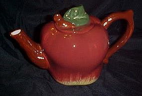 Hand painted ceramic  red apple teapot