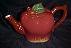 Hand painted ceramic  red apple teapot