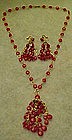 Retro red plastic chandelier beaded necklace