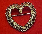 Large rhinestone heart pin / pendant