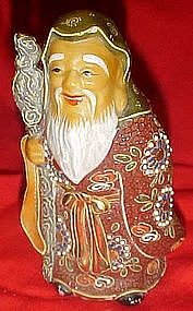 Old (1950s) Japanese Kutani Old Man, moriage decoration