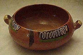 Vintage hand painted clay pottery casserole Mexico