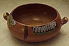 Vintage hand painted clay pottery casserole Mexico