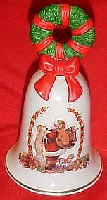 1995 Avon  porcelain Christmas bell, Wreath and Santa