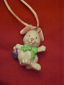 Avon white bunny with Easter basket, pvc ornament