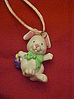 Avon white bunny with Easter basket, pvc ornament