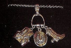Avon Western Round-up silver charm pendant