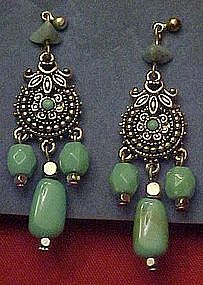 Avon Western turquoise and silver dangle earrings