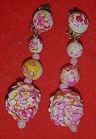 Sixties Mod psychedelic dangle ball  earrings