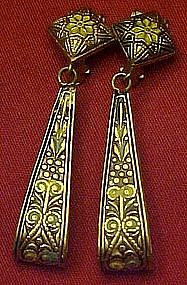 Vintage Damascene loop style earrings