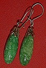 Vintage Jade drop  pierced earrings