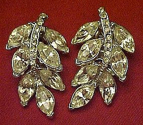 Vintage Sparkling rhinestone leaf earrings