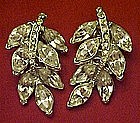 Vintage Sparkling rhinestone leaf earrings