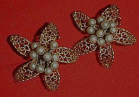 Vintage Judy Lee earrings, filigree petals  or starfish