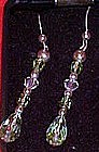 Blue aurora crystal dangle  pierced earrings