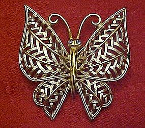 Vintage 72'  Avon butterfly pin, Silver  filigree /gold