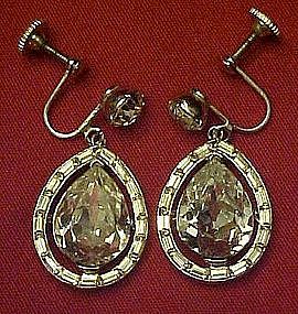 Vintage austrian crystal teardrop dangle earrings,