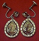Vintage austrian crystal teardrop dangle earrings,