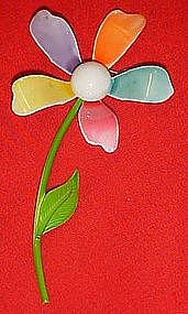 Retro Sixties multi color enamel daisy pin