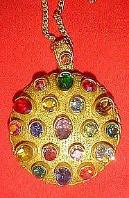 Large vintage ART signed pendant with rhinestones