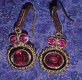 Fuschia rhinestone earrings, pierced