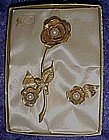 Vintage Coro golden rose pin