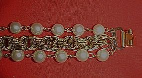 Vintage 60's bracelet, rope chain and faux pearls