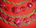 5 strand rope chain and wine marblized bead necklace