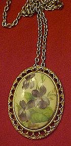 Violets pendant and chain