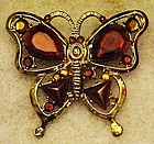 Brown / topaz rhinestone butterfly pin