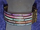 Vintage wide bangle bracelet, colorful inlaid shell