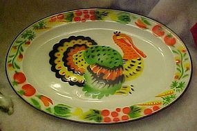 Colorful enamelware Turkey platter